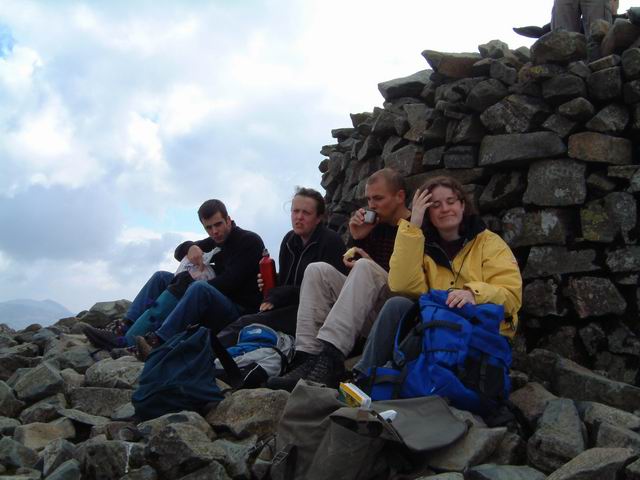 Taking a rest on Scafell Pike