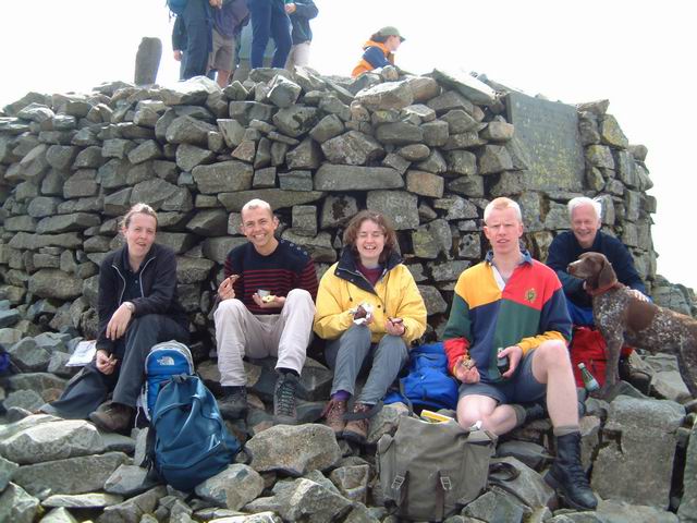 Taking a rest on Scafell Pike