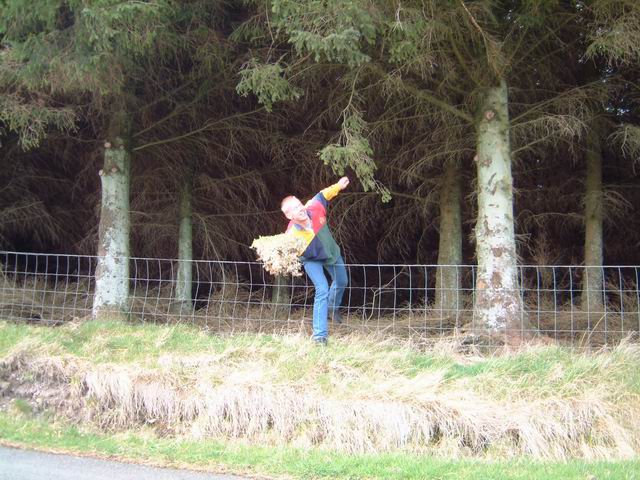 Konrad with a heap of moss