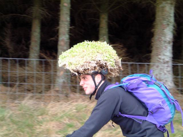 Andrew with moss on his head