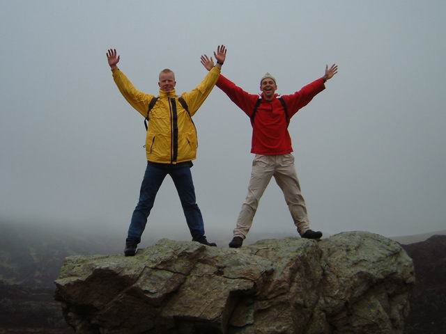 Konrad and Maxime on a stone