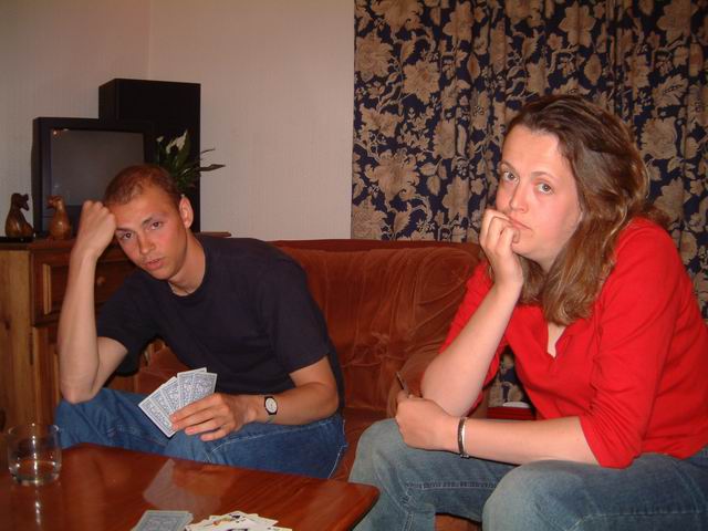 Maxime and Ella playing cards