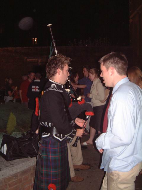 Piper playing the Pipes